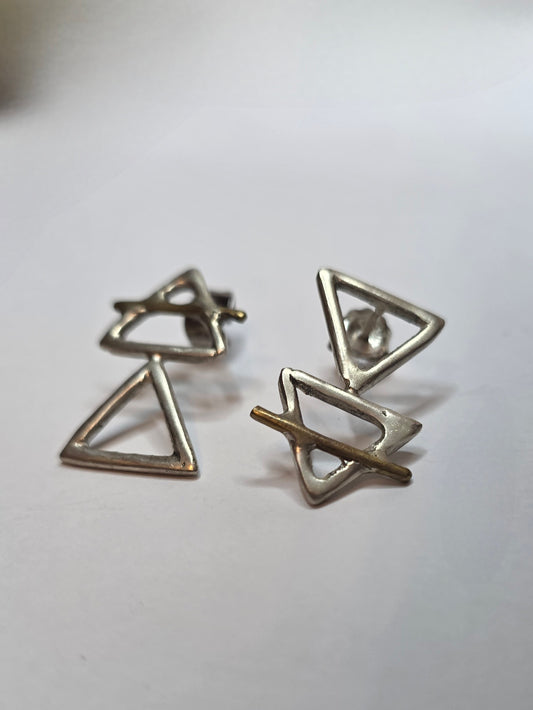 4 Elementa — Unikatne Srebro & Mesing Naušnice