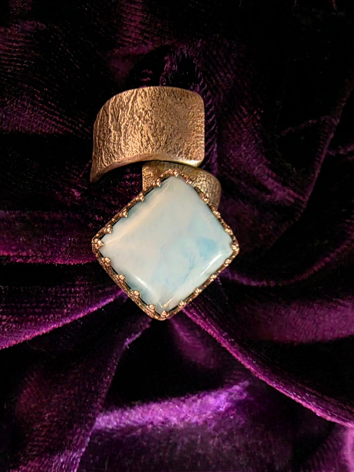 MIR — Unikatni Srebrni Prsten s Larimarom